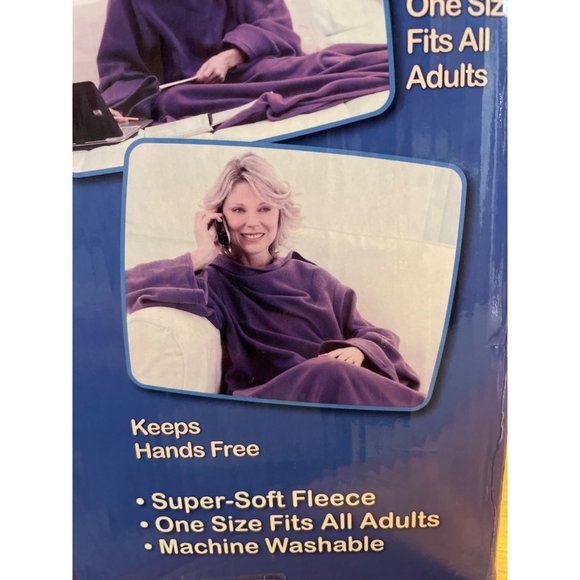 Snugglie Passon Purple Blanket Sleeves +POCKETS fleece Adult 1-Size 71" x 54" - Picture 4 of 5